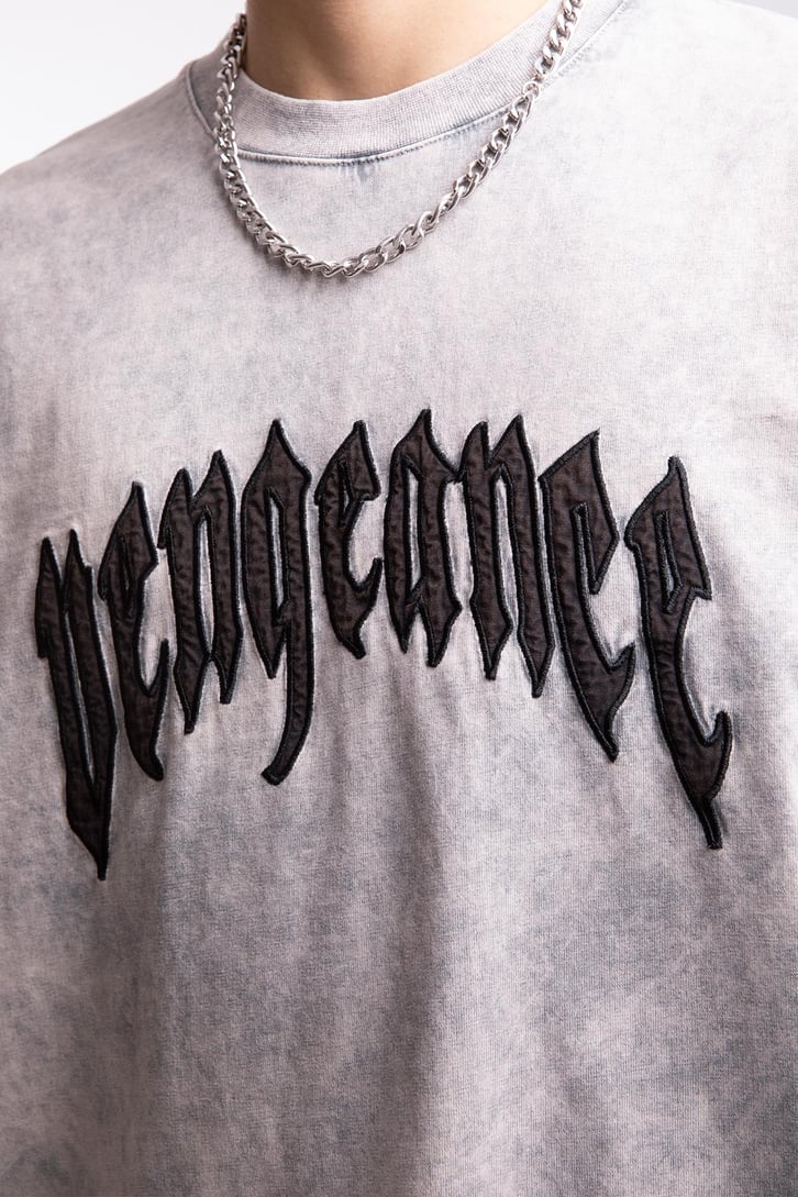 Vengeance Nakışlı Acid Wash Oversize Tshirt