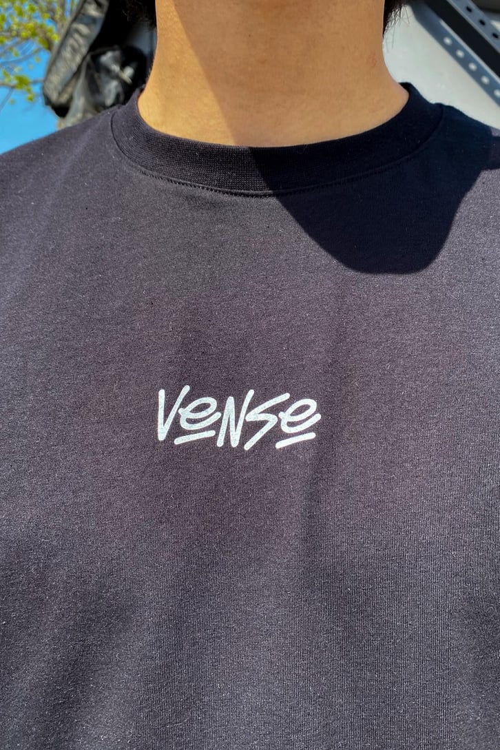 Vense Baskılı Siyah Oversize Tshirt