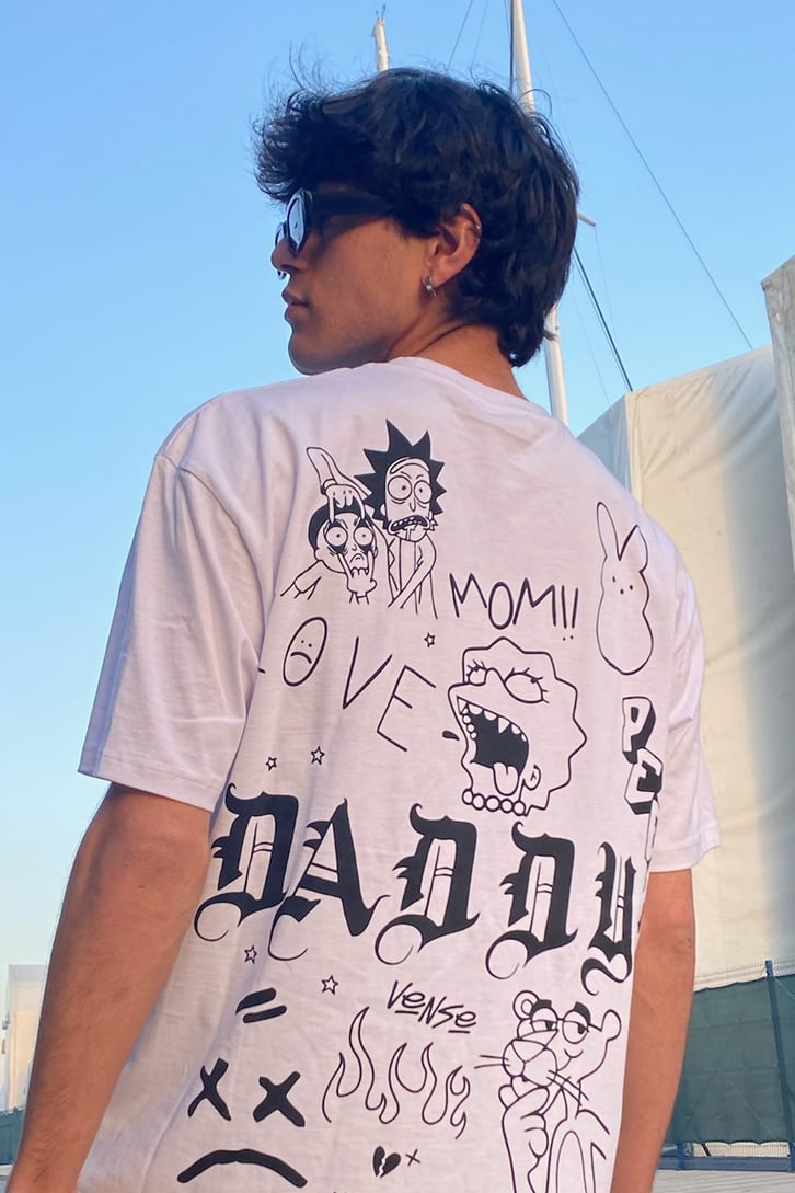 Vense Sırt Baskılı Beyaz Oversize Tshirt