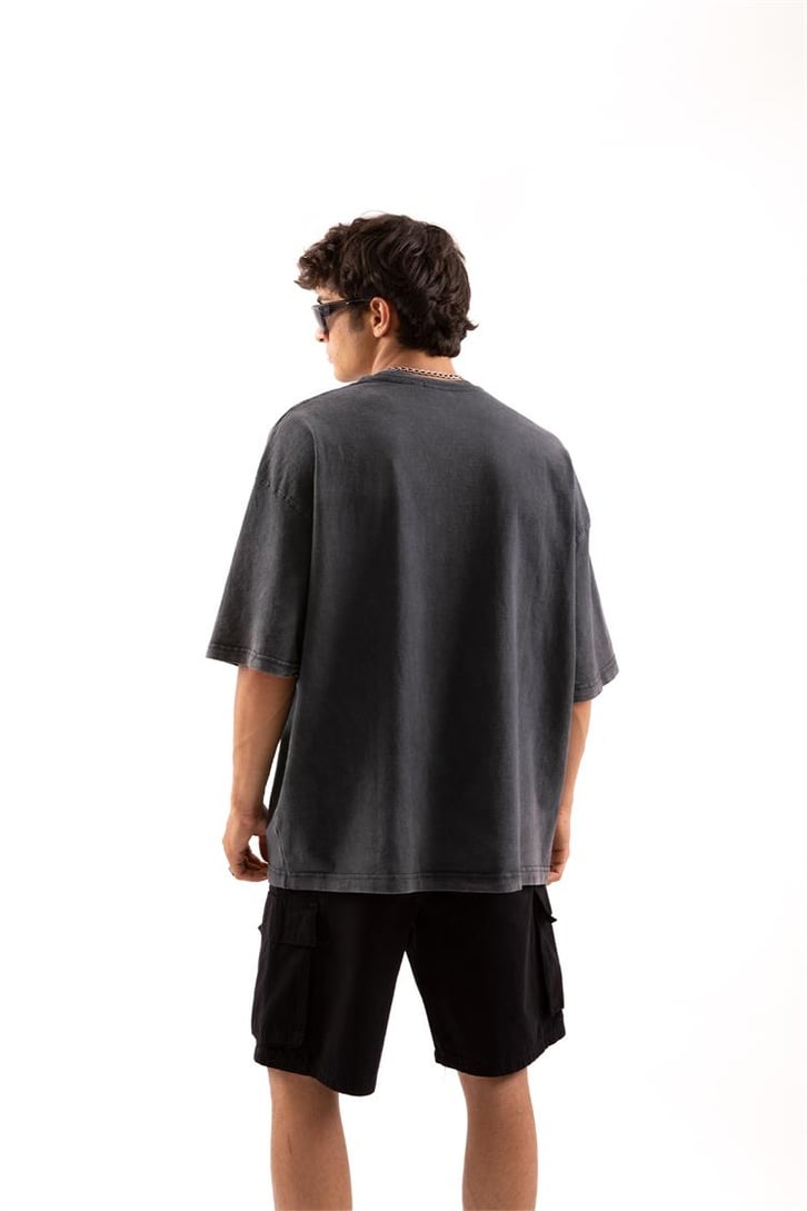 Ventura Baskılı Acid Wash Oversize Tişört