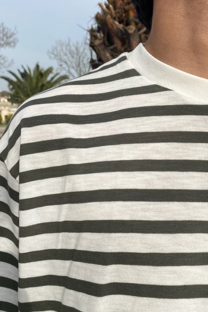 Vintage Çizgili Oversize Tshirt