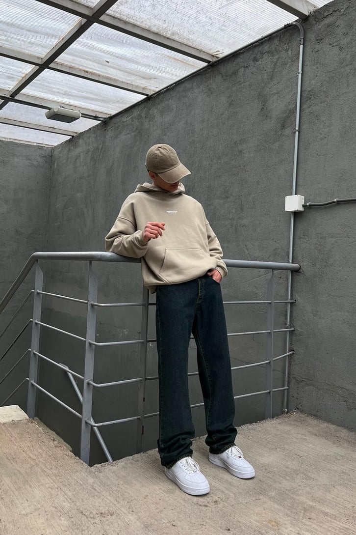 Vintage Color Koyu Mavi Baggy Jean