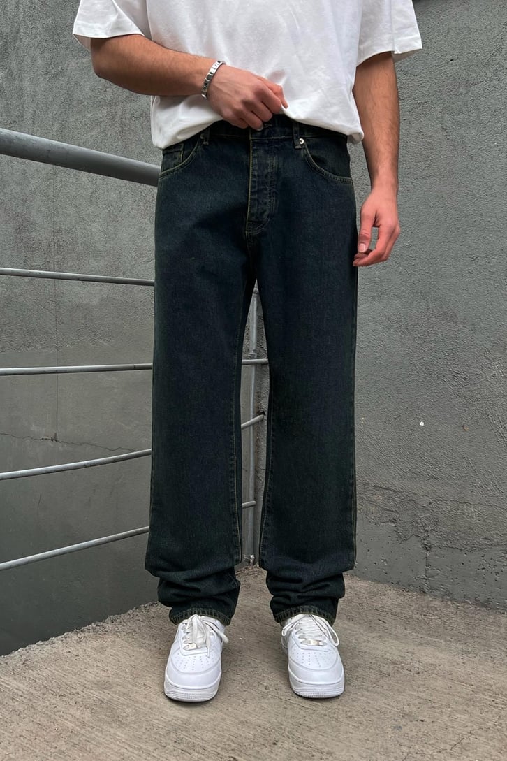 Vintage Color Koyu Mavi Baggy Jean