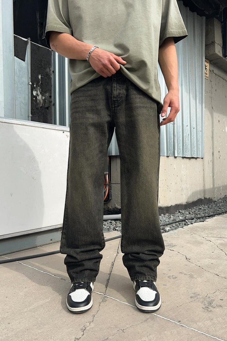 Vıntage Green Washed Baggy Jean
