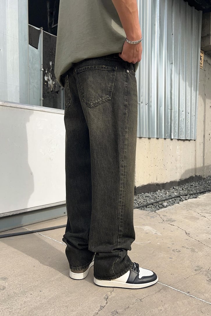 Vıntage Green Washed Baggy Jean