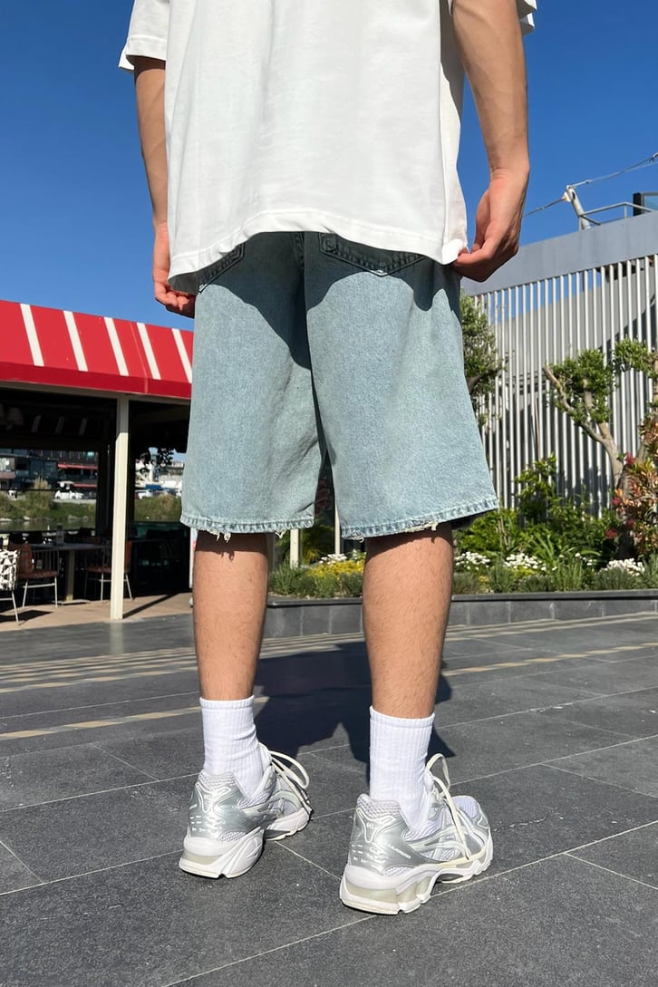 Vintage Mavi Baggy Şort
