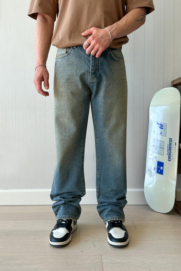 Vintage Vibe Yıkamalı Acid Wash Baggy Jean