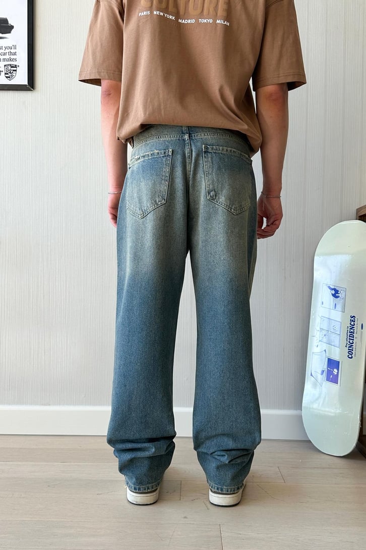 Vintage Vibe Yıkamalı Acid Wash Baggy Jean