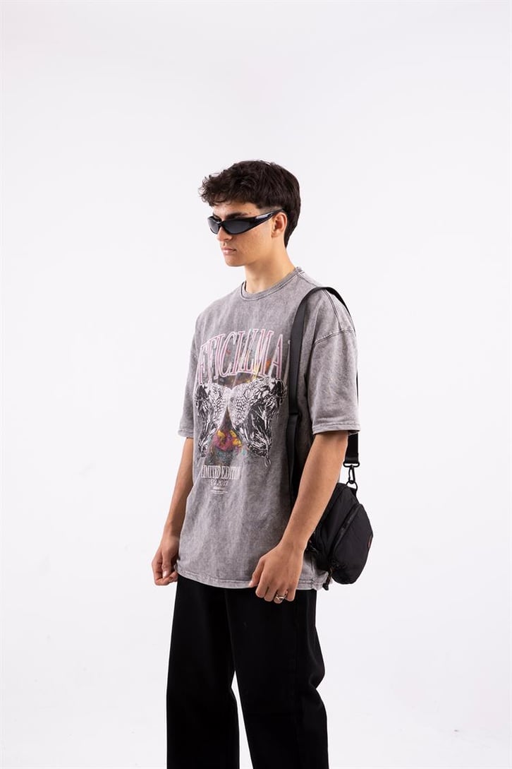 Viper Official Baskılı Acid Wash Oversize Tshirt