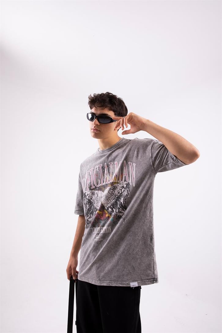 Viper Official Baskılı Acid Wash Oversize Tshirt