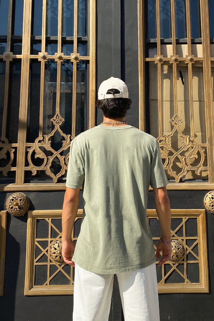 Vision Baskılı Çam Yeşili Oversize Tshirt