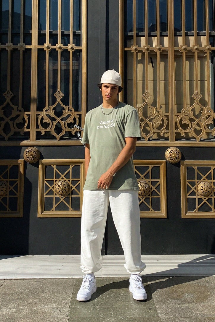 Vision Baskılı Çam Yeşili Oversize Tshirt