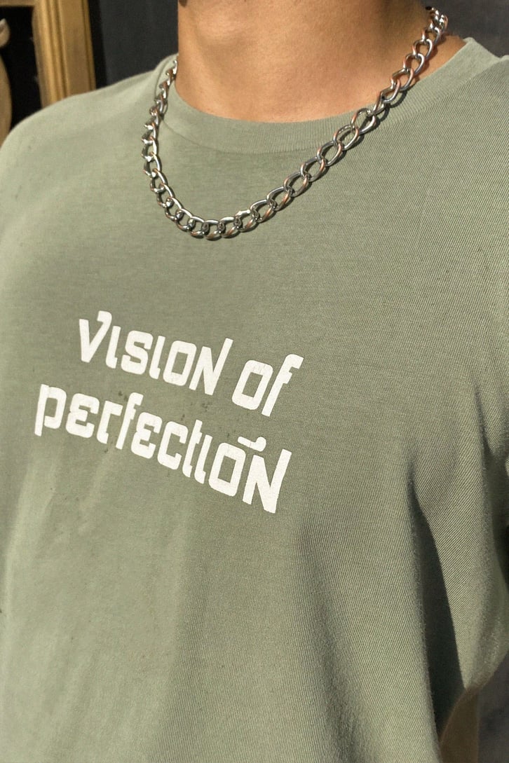Vision Baskılı Çam Yeşili Oversize Tshirt