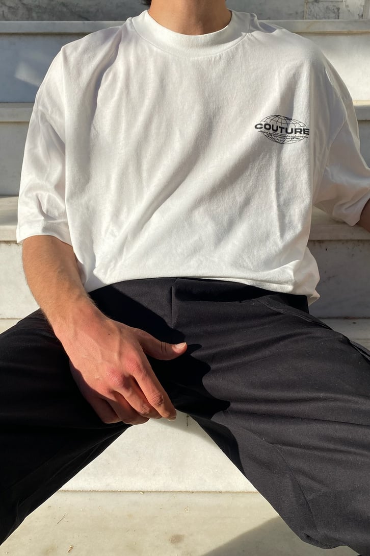 Visions of the Future Baskılı Ekru Oversize Tshirt