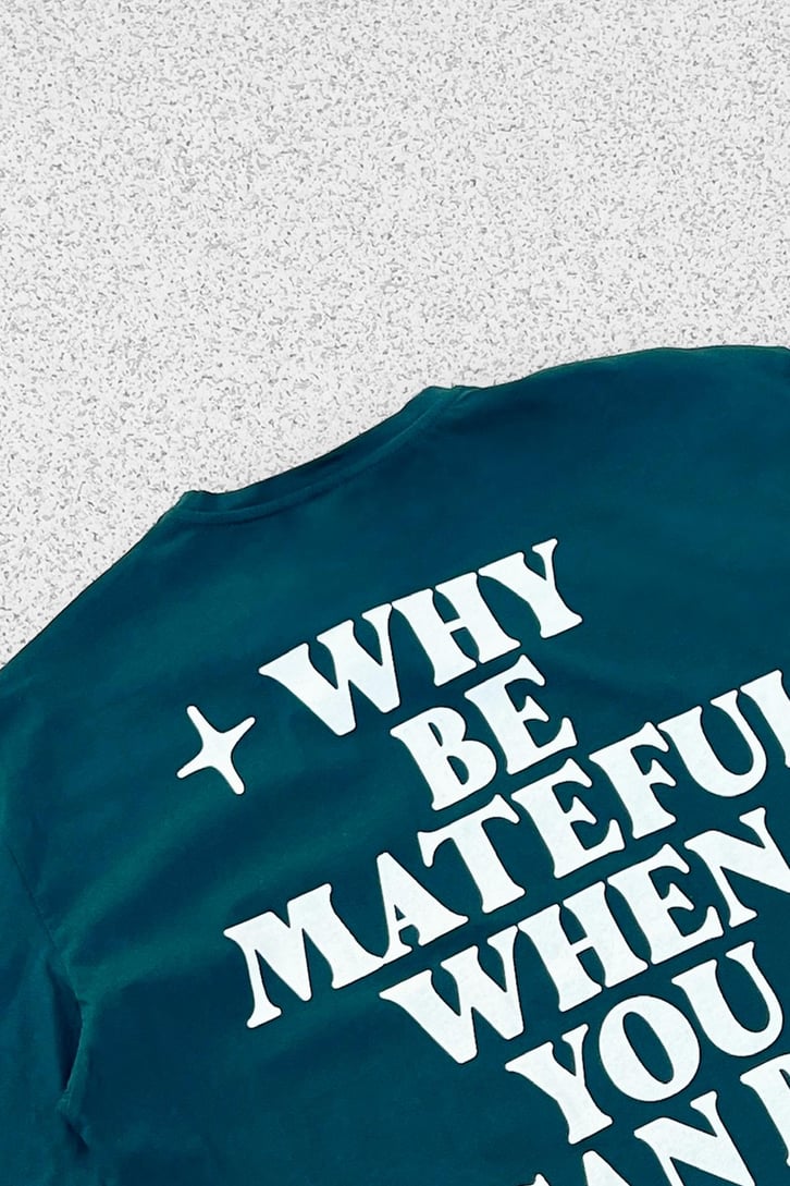 Viva La Bonita Baskılı Petrol Yeşili Oversize Tişört