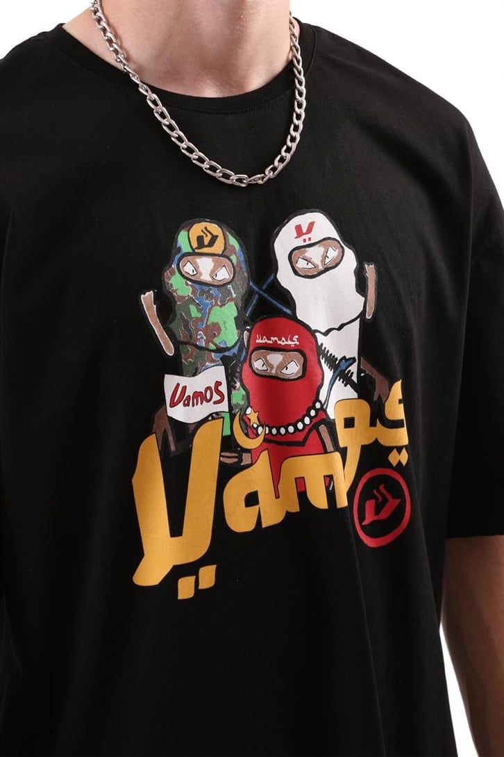 Vms Ninja Baskılı Siyah Tişört