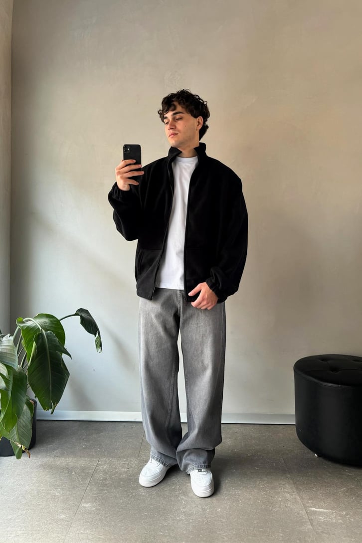 Vn Nakışlı Cep Detay Polo Yaka Sweatshirt