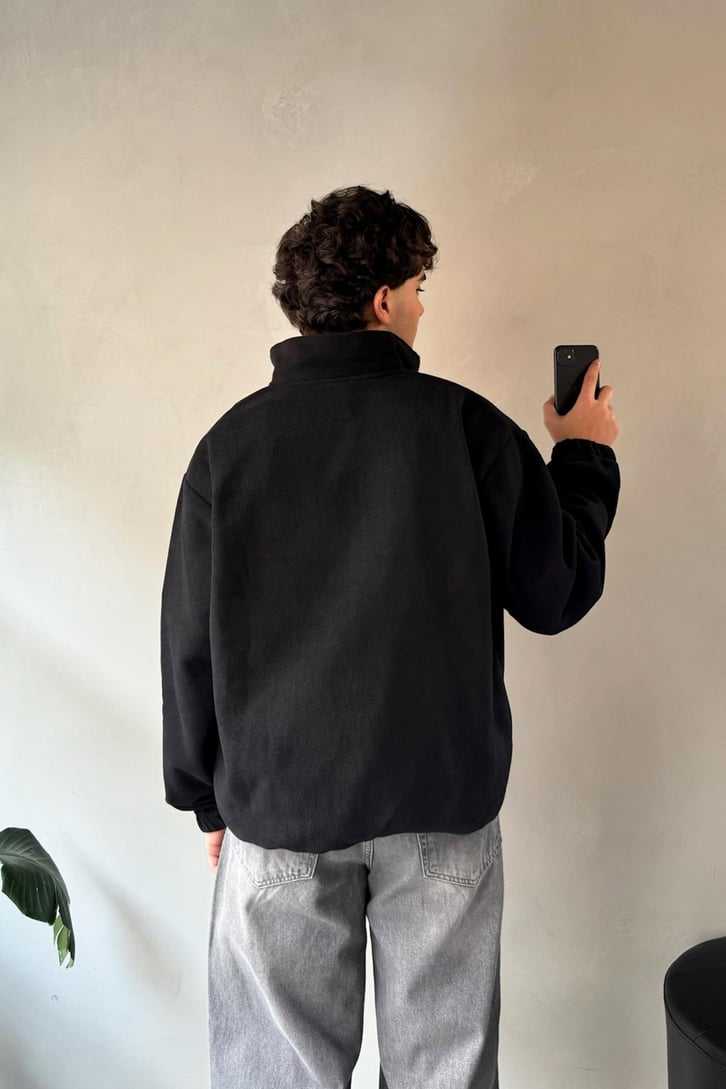 Vn Nakışlı Cep Detay Polo Yaka Sweatshirt