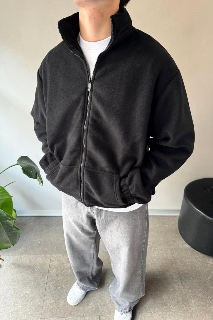 Vn Nakışlı Cep Detay Polo Yaka Sweatshirt
