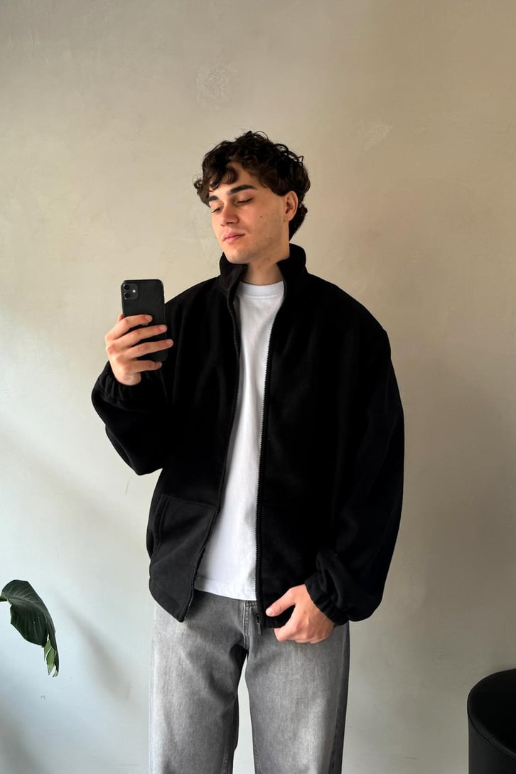 Vn Nakışlı Cep Detay Polo Yaka Sweatshirt