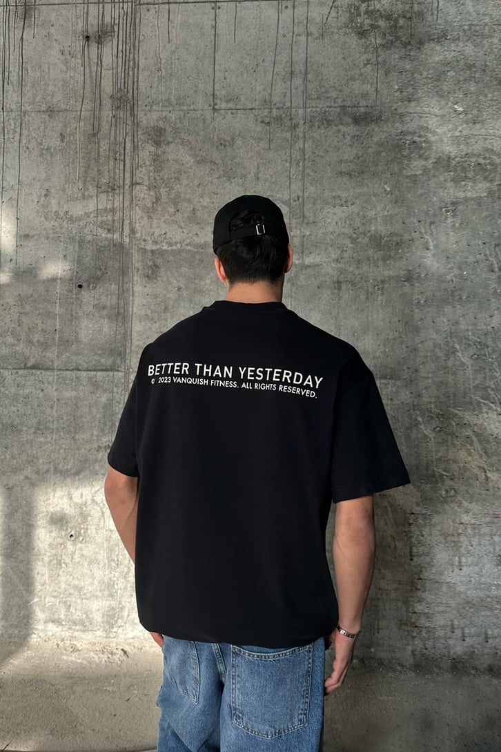 VNQSH Baskılı Siyah Oversize Tişört
