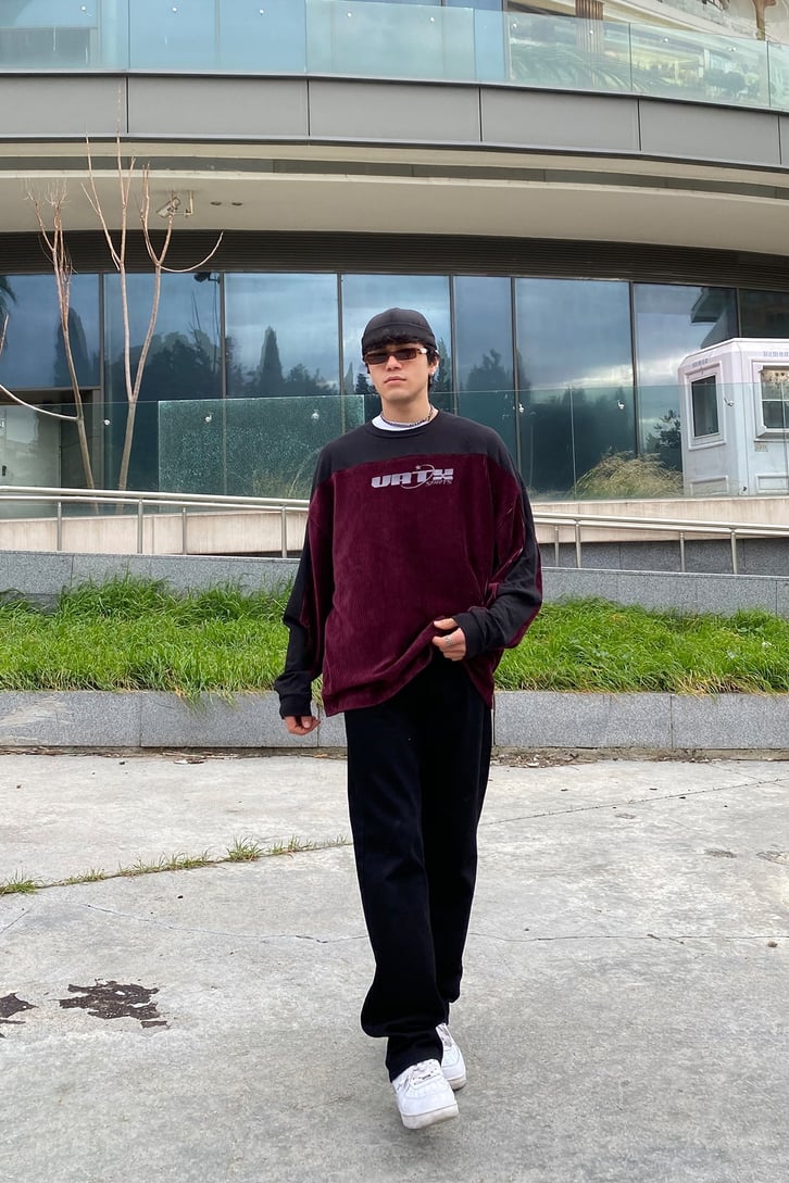 VRTX Sprts Kadife Detay Oversize  Sweatshirt