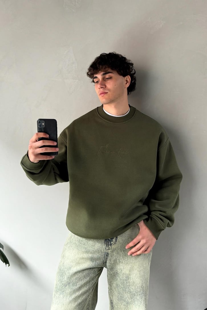 Waste Never Sırt Nakışlı Oversize Sweatshirt