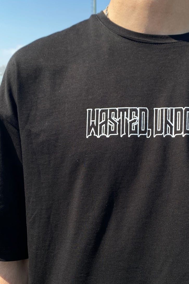 Wasted Undone Sırt Detaylı Siyah Oversize Tshirt