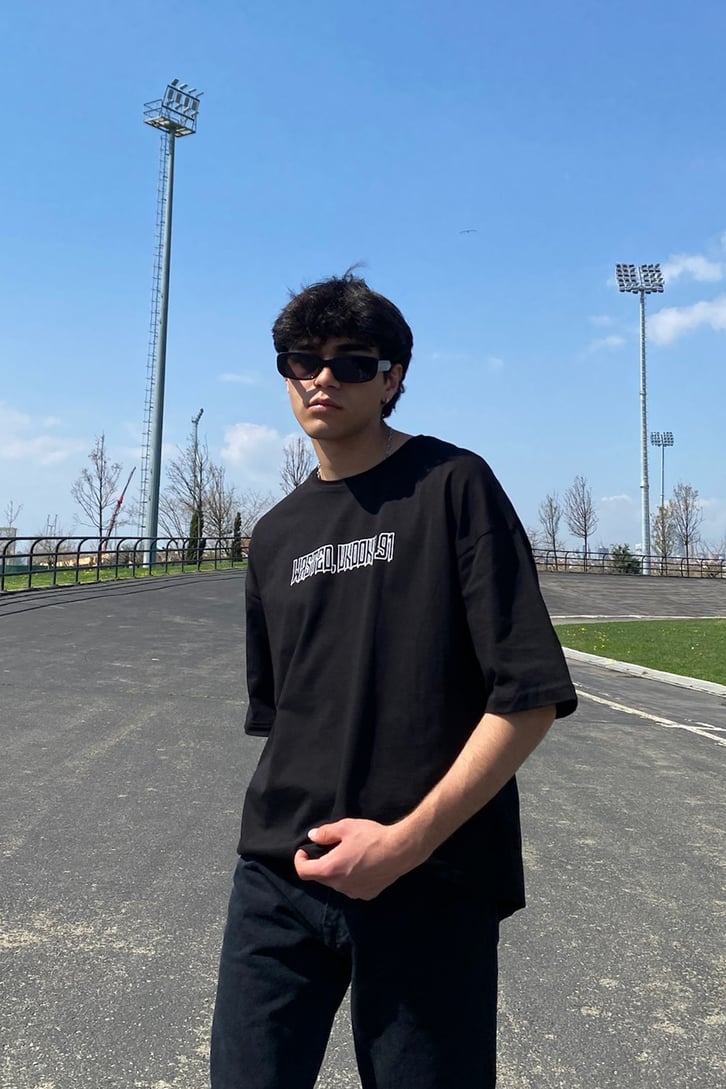 Wasted Undone Sırt Detaylı Siyah Oversize Tshirt