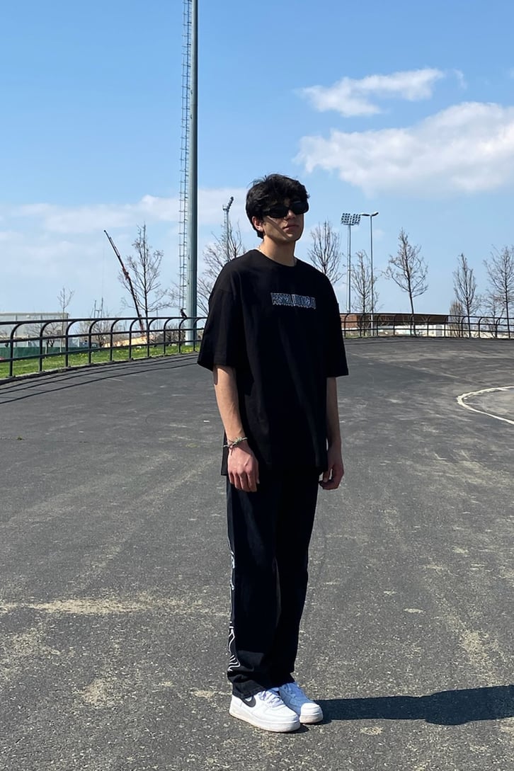Wasted Undone Sırt Detaylı Siyah Oversize Tshirt