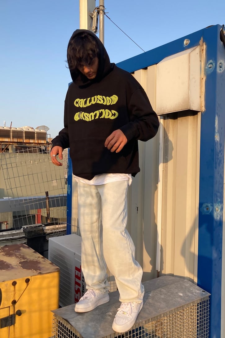 Wave Embroidery Oversize Hoodie