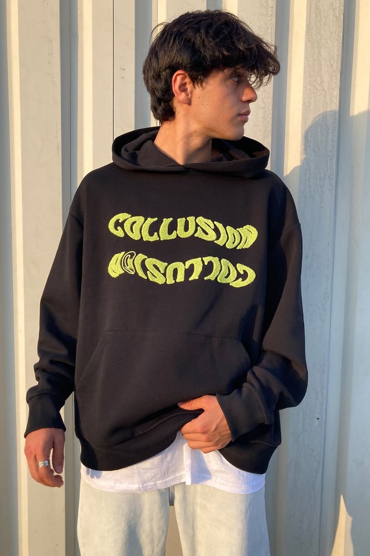 Wave Embroidery Oversize Hoodie