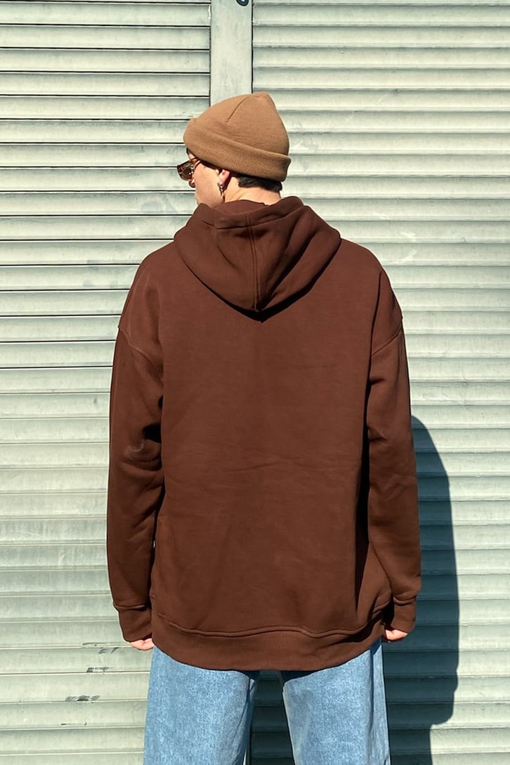 Ways of Knowing Printed Oversize Kahverengi Hoodie