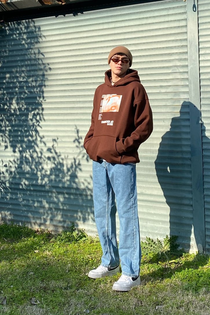 Ways of Knowing Printed Oversize Kahverengi Hoodie