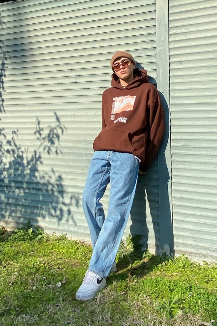 Ways of Knowing Printed Oversize Kahverengi Hoodie