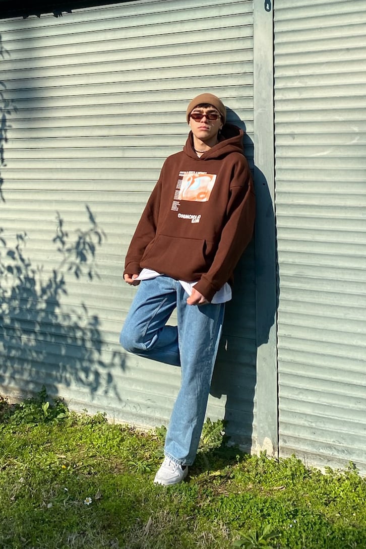 Ways of Knowing Printed Oversize Kahverengi Hoodie