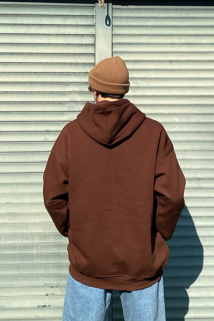 Ways of Knowing Printed Oversize Kahverengi Hoodie