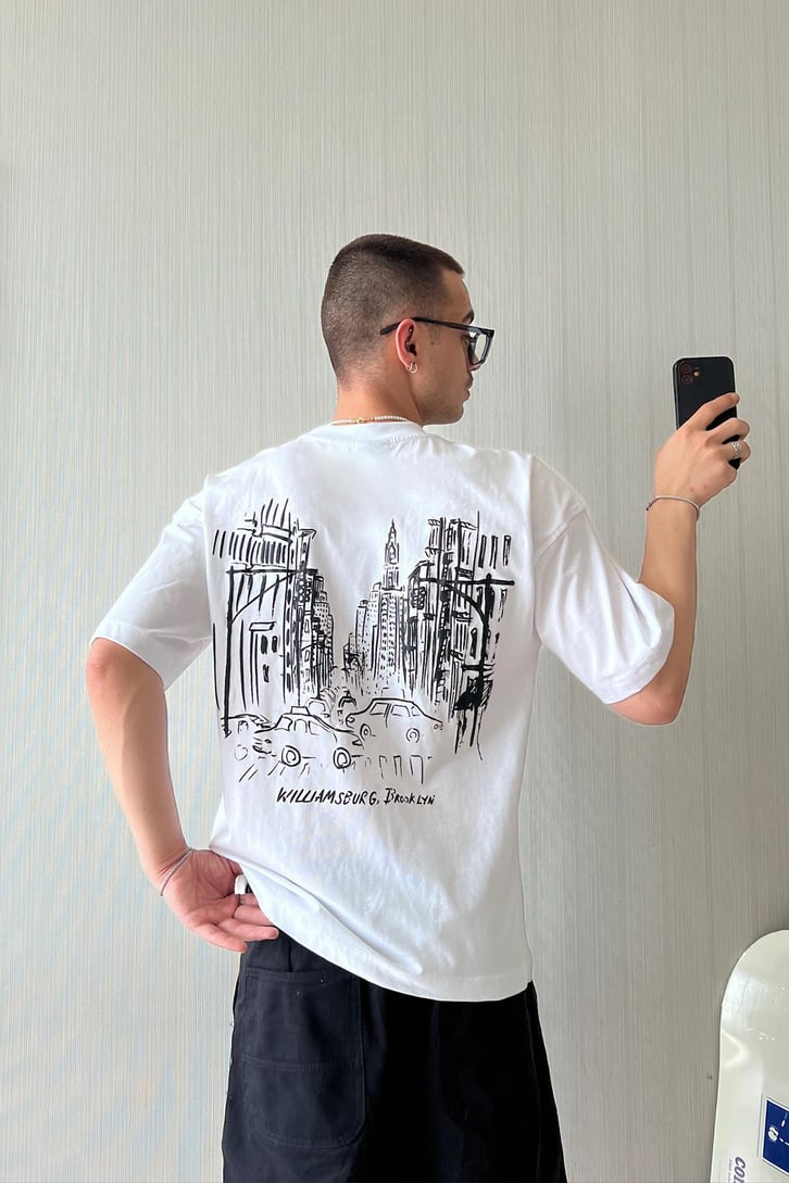 WB Brooklyn Baskılı Oversize Tişört