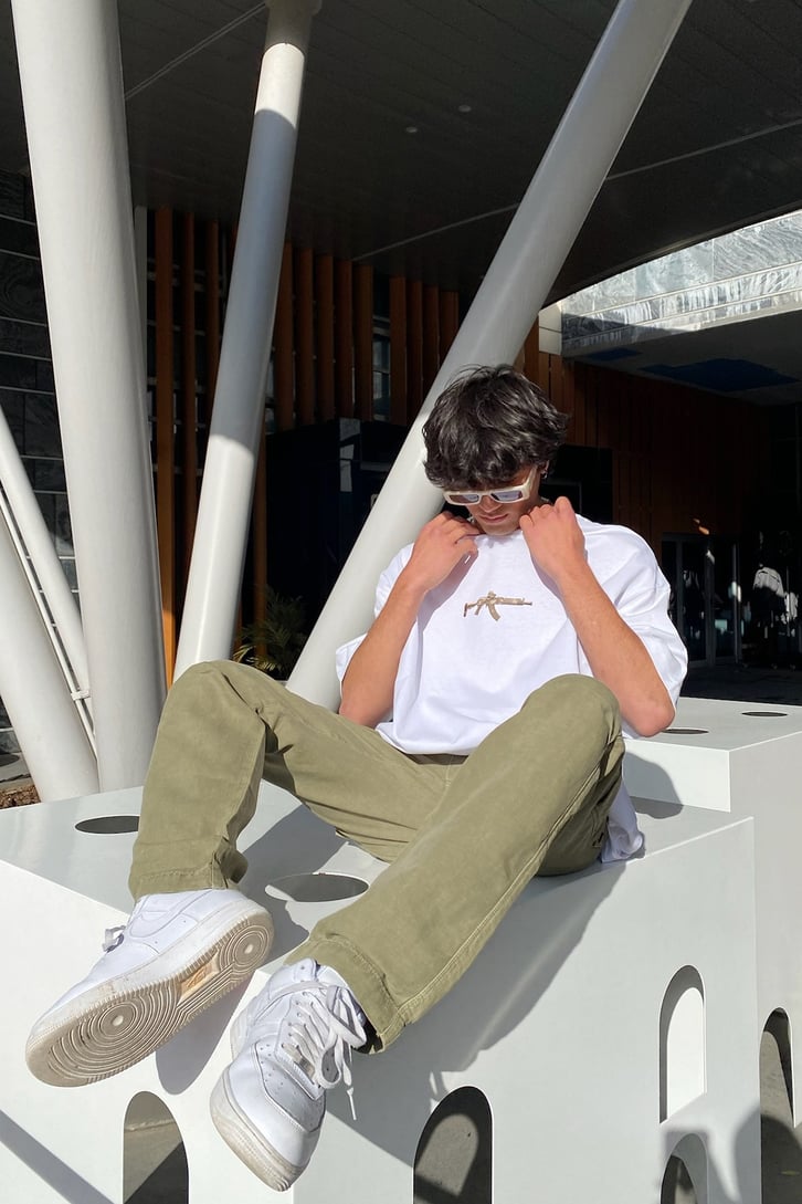 Weapon Baskılı Oversize Tshirt