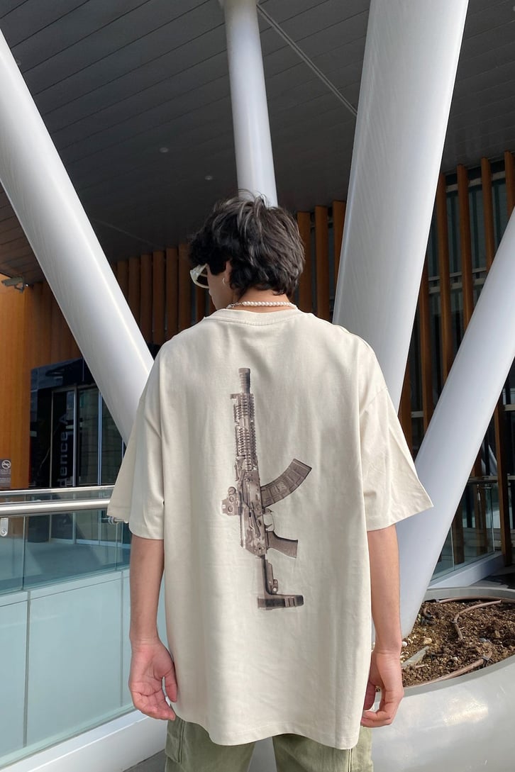 Weapon Baskılı Oversize Tshirt