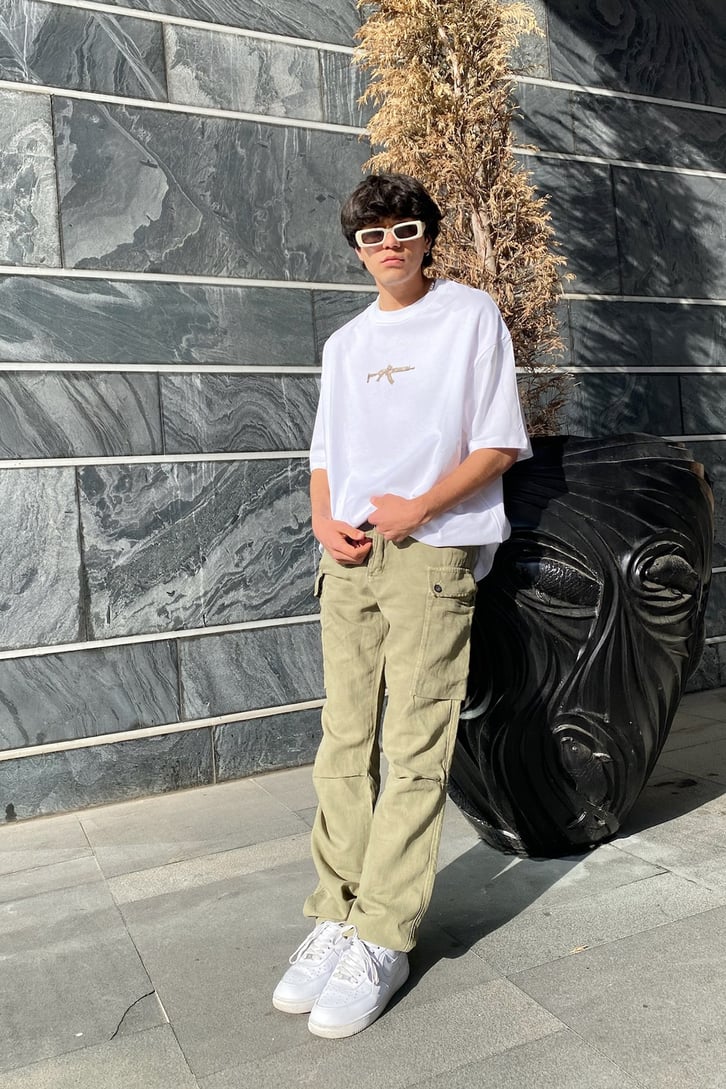 Weapon Baskılı Oversize Tshirt