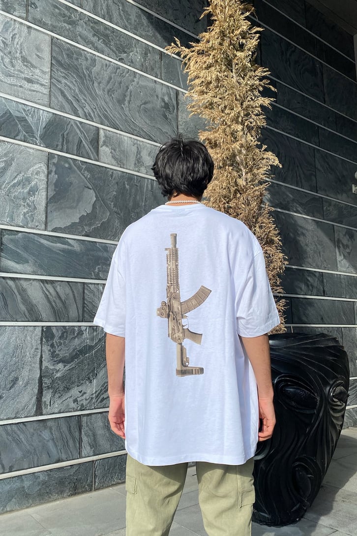 Weapon Baskılı Oversize Tshirt