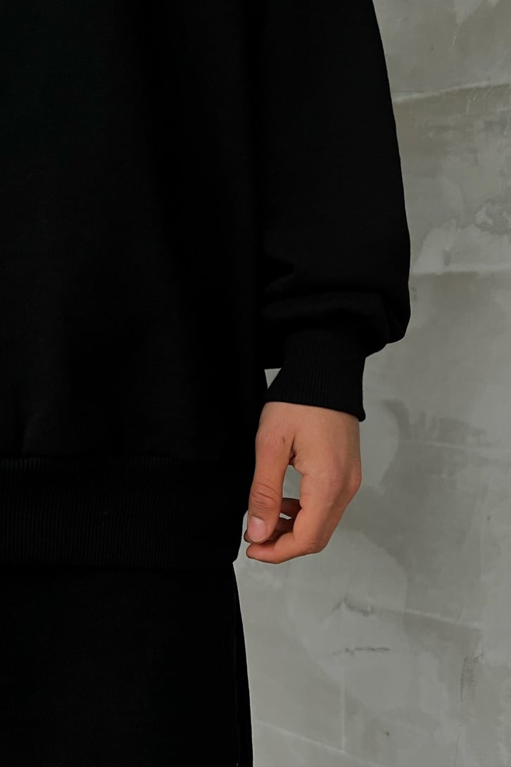 Weekend Collective Baskılı Siyah Oversize Sweatshirt