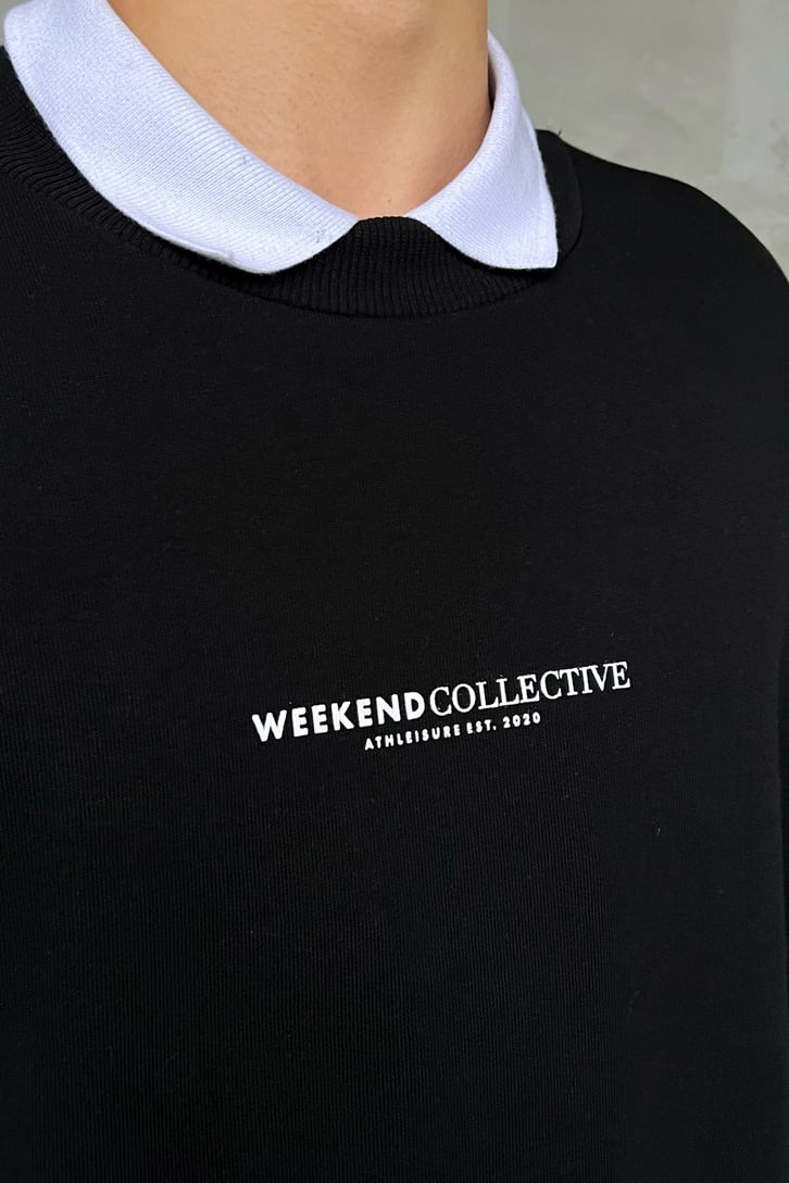 Weekend Collective Baskılı Siyah Oversize Sweatshirt