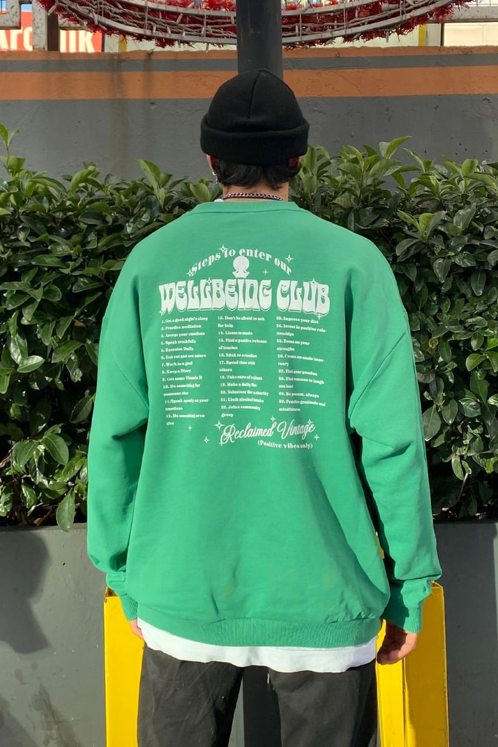 Wellbeing Club Oversize Printed Sweatshirt