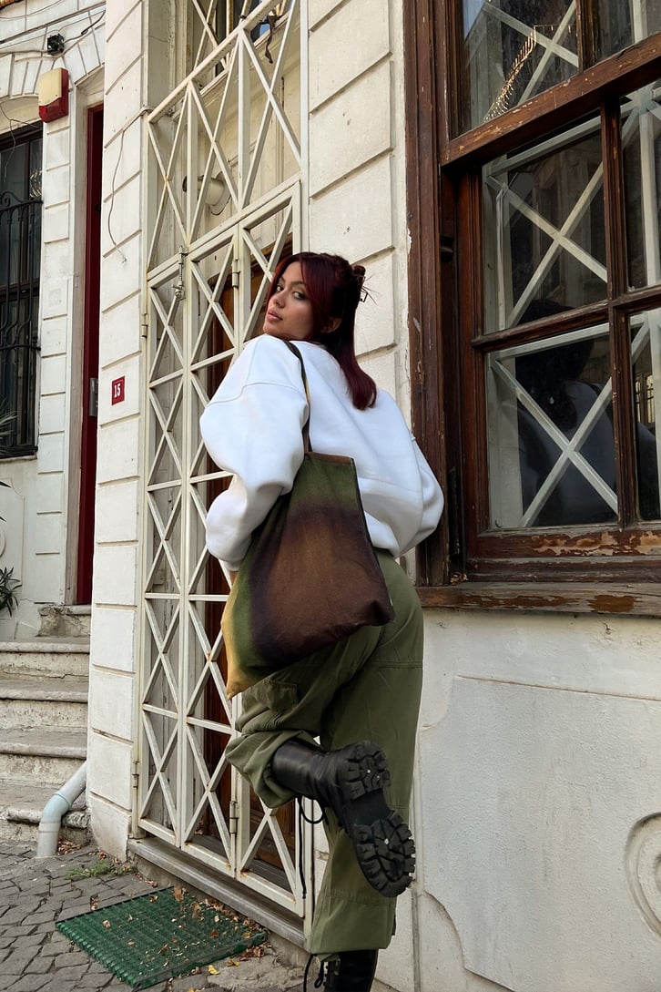 Wellness Baskılı Beyaz Oversize Sweatshirt