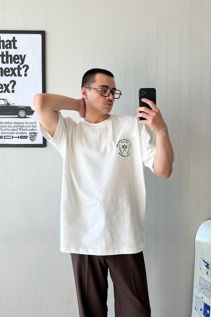 Wellness Club Nakışlı Oversize Tişört