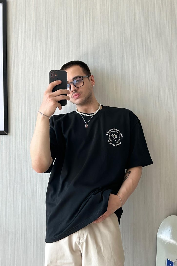 Wellness Club Nakışlı Oversize Tişört