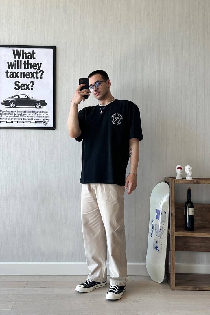 Wellness Club Nakışlı Oversize Tişört