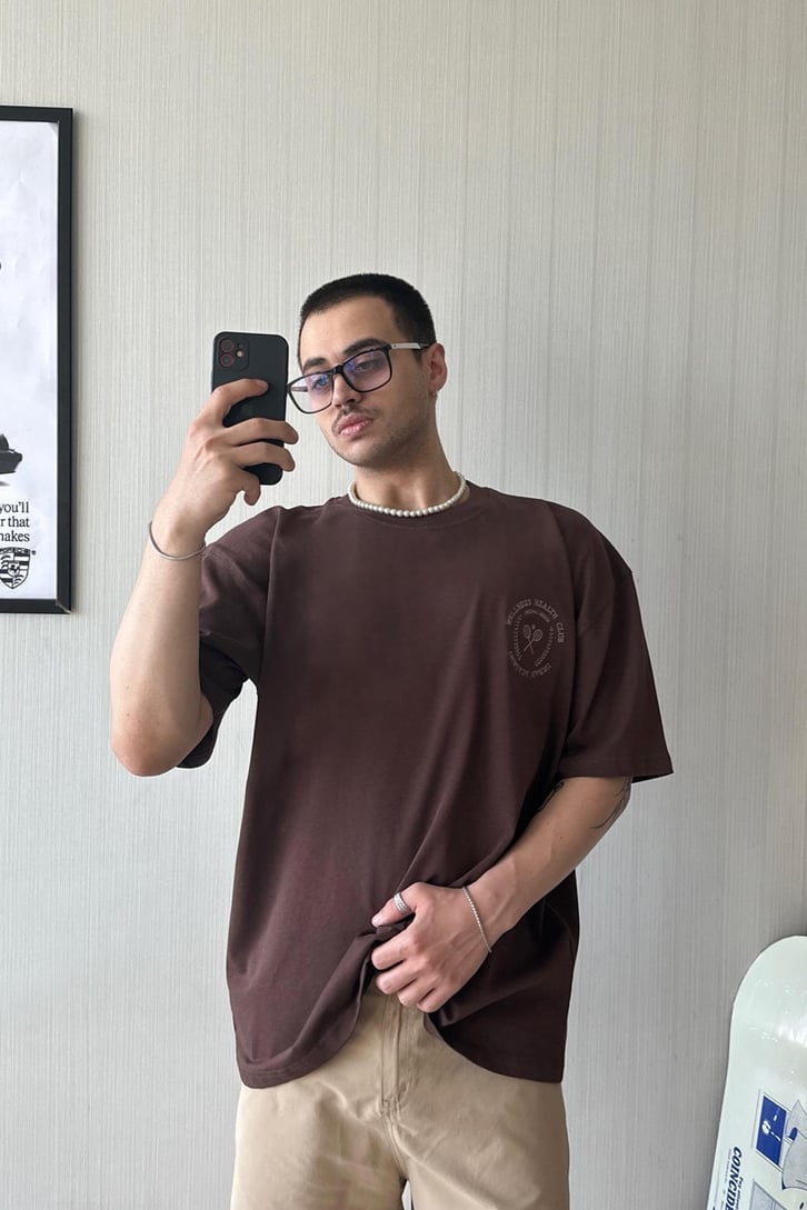 Wellness Club Nakışlı Oversize Tişört